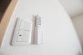 Light switch white wall background Royalty Free Stock Photo