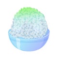 Japanese lime Shaved ice kikigori in a bowl. Asian food illustration in cartoon style Royalty Free Stock Photo