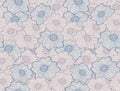 Japanese Line Art Floral Vector Seamless Pattern Royalty Free Stock Photo