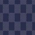 Japanese Line Brick Checkerd Vector Seamless Pattern