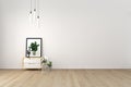 Japanese - Living Room Interior on empty white wall background - minimal design, 3D rendering Royalty Free Stock Photo