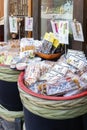 Japanese local food products sold at Arima Onsen village in Kobe, Japan