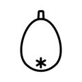 Japanese loquat or medlar. Linear outline icon of a single sea buckthorn berry isolated on a white background. Vector illustration