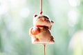 Japanese lucky cat doll is hanging on the window Royalty Free Stock Photo