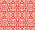 Japanese Luxury Chrysanthemum Flower Hexagon Vector Seamless Pattern