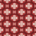 Japanese Luxury Octagon Flower Mosaic Vector Seamless Pattern