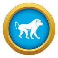 Japanese macaque icon blue vector isolated