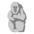 Japanese macaque icon monochrome