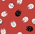 Japanese Magical Fox Mask Seamless Pattern Royalty Free Stock Photo