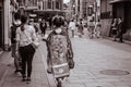 Japanese Maiko walking down the street in Gion Kyoto Japan Royalty Free Stock Photo