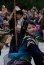 Japanese male and female dancers kimono