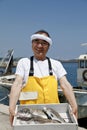 Japanese man, strong fisherman Royalty Free Stock Photo