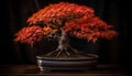 Japanese maple tree, vibrant orange leaves, tranquil autumn scene generated by AI Royalty Free Stock Photo