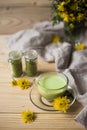 Japanese matcha green tea latte in cup Royalty Free Stock Photo