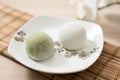 Japanese matcha and original mochi or daifuku dessert