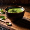 Japanese Matcha Tea, traditional Asian green tea, powdered and made with froth