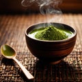 Japanese Matcha Tea, traditional Asian green tea, powdered and made with froth