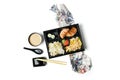 Japanese Meal in a Box Bento on white background Royalty Free Stock Photo