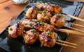 Japanese meatball grill or tsukune. Royalty Free Stock Photo