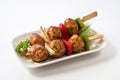 Japanese Meatball Kushiyaki, Skewered and Grilled Meat Royalty Free Stock Photo