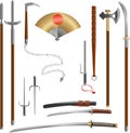 Japanese medieval samurai weapon blades and spears Royalty Free Stock Photo