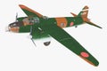 Japanese medium bomber of World War II isolated on white background