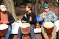 Japanese men practicing on the bongos in the park Tokyo