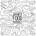 Japanese Menu Food Traditional doodle icon hand draw set