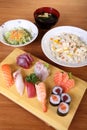 Japanese menu with sushi