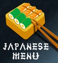 Japanese Menu Showing Japan Cuisine 3d Illustration