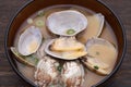 Japanese miso soup with asari clams