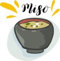 Japanese miso soup vector illustration