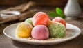 Japanese mochi dessert colorful rice balls Royalty Free Stock Photo