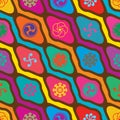 Japanese Mon diamond shape diagonal colorful seamless pattern Royalty Free Stock Photo