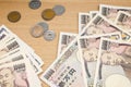 Japanese money banknotes and coins Royalty Free Stock Photo