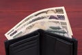 Japanese money in the black wallet Royalty Free Stock Photo