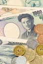 Japanese money yen banknote and coins Royalty Free Stock Photo