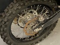 Japanese Moto Motorcycles Bike Kawasaki Motorbike Chrome Wheel Rim Engine Metal Parts Elements Rivets Screw Nuts Bolts Chain Royalty Free Stock Photo