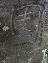 Japanese names carved in rocks dating back to World War II found on Tonoas Island, Truk Royalty Free Stock Photo