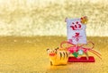 Japanese New Year`s Card depicting a cute Zodiacal animal figurine of the tiger for 2022.