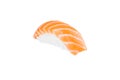 Japanese Nigiri sushi with raw salmon fillet. Sake sashimi with rice isolated on white background