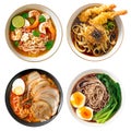 Japanese noodle ramen bowls isolated Royalty Free Stock Photo