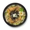 Japanese noodle soup in  dashi broth Kitsune ramen topped with seasoned fried tofu Royalty Free Stock Photo