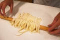 Making udon Japanese noodle Royalty Free Stock Photo