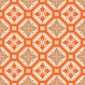 Japanese Octagon Flower Mosaic Vector Seamless Pattern
