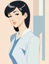 Japanese office lady in the 70s Royalty Free Stock Photo