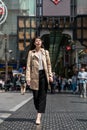 Japanese office lady walking on the street Royalty Free Stock Photo