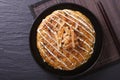 Japanese okonomiyaki pizza close-up. horizontal top view Royalty Free Stock Photo