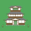 Japanese old home three floor front view vector green no sign you can download now becuase it is beautiful illustration eps10