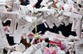 Japanese omikuji paper fortunes and charms